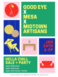 Event flyer for Hella Chill Party + Sale